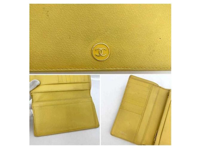 Cartera larga de piel amarilla Chanel Amarillo - vista 9