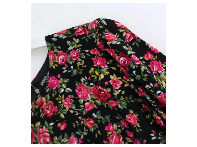 Vestido ajustado con estampado Wild Rose de Dolce & Gabbana Negro Rosa - vista 4