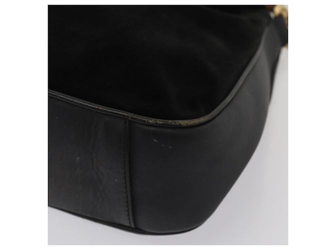 Borsa a mano in suede GUCCI Bamboo 2way nera Auth 81045 Nero - vista 10