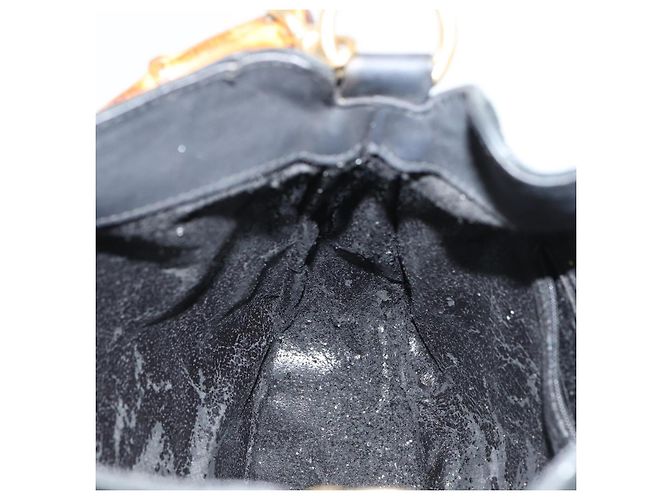 Borsa a mano in suede GUCCI Bamboo 2way nera Auth 81045 Nero - vista 17