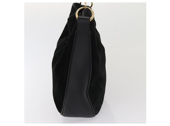 Borsa a mano in suede GUCCI Bamboo 2way nera Auth 81045 Nero - vista 4