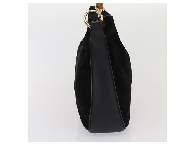 Borsa a mano in suede GUCCI Bamboo 2way nera Auth 81045 Nero - vista 5