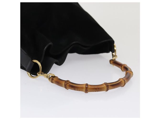 Borsa a mano in suede GUCCI Bamboo 2way nera Auth 81045 Nero - vista 7