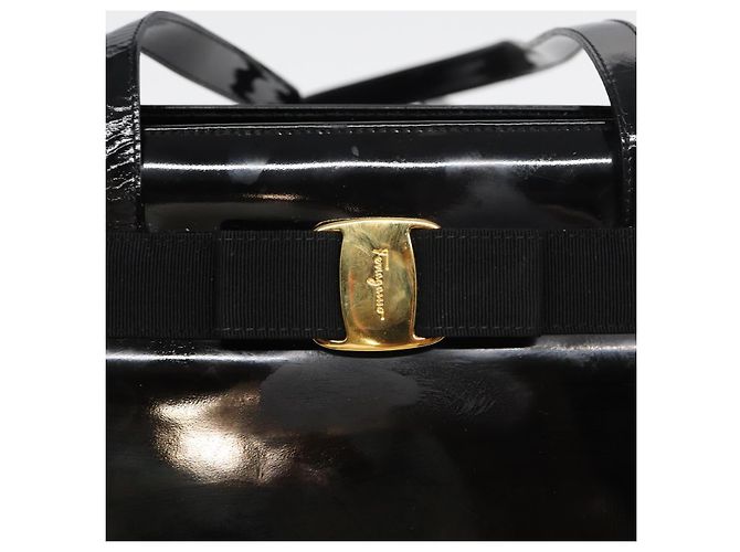 Borsa a Spalla Salvatore Ferragamo Smalto Nero Auth bs16136 - vista 14