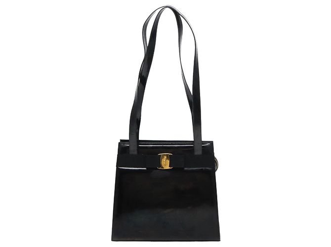 Borsa a Spalla Salvatore Ferragamo Smalto Nero Auth bs16136 - vista 2