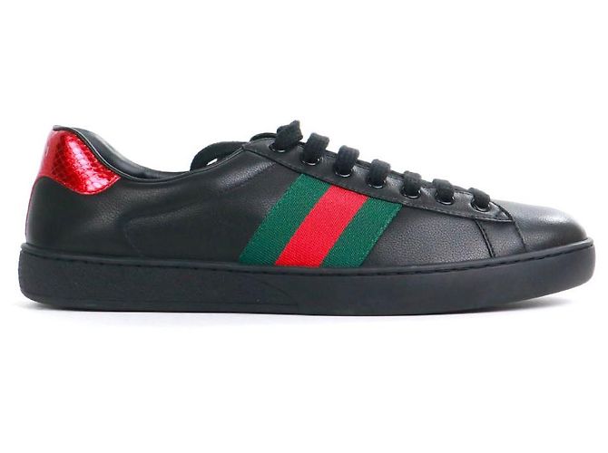 GUCCI - Sneakers Ace Gucci in pelle nera e banda web (T42) Nero - vista 2