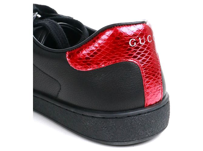 GUCCI - Sneakers Ace Gucci in pelle nera e banda web (T42) Nero - vista 4