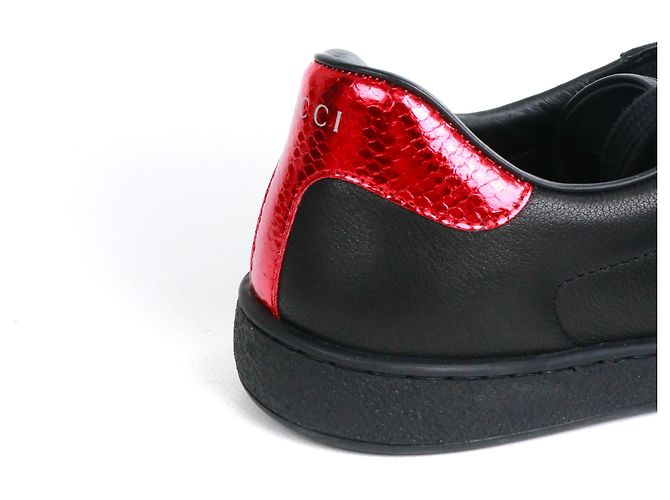 GUCCI - Sneakers Ace Gucci in pelle nera e banda web (T42) Nero - vista 6