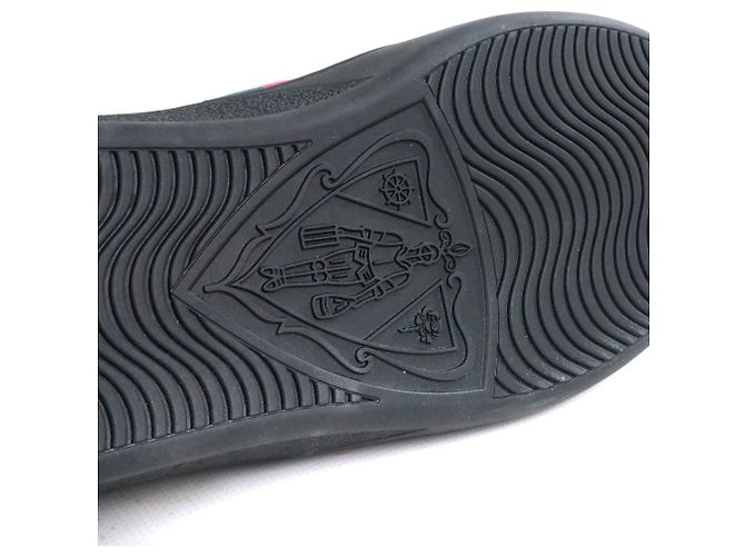 GUCCI - Sneakers Ace Gucci in pelle nera e banda web (T42) Nero - vista 7