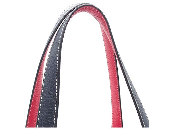 Borsa tote Double Sens 28 in pelle Clemence blu Hermès - vista 16