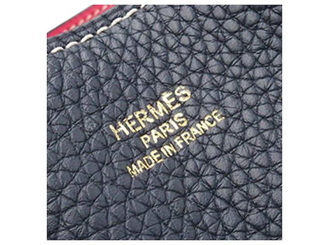Borsa tote Double Sens 28 in pelle Clemence blu Hermès - vista 6