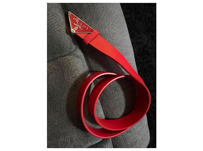 Prada Men's Leather Belt Red - view 3