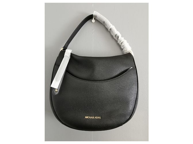 Borsa hobo Michael Kors in pelle nera Nero Gold hardware - vista 2