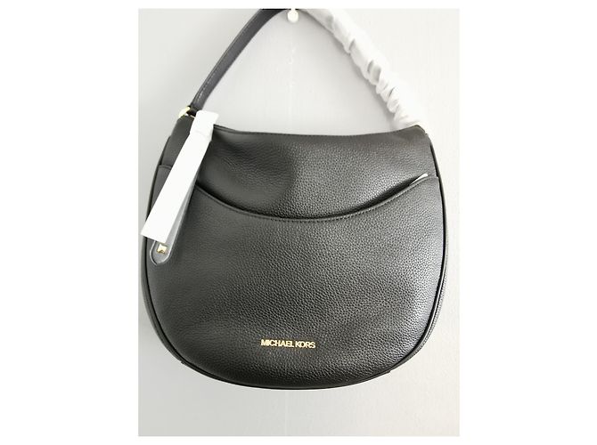 Borsa hobo Michael Kors in pelle nera Nero Gold hardware - vista 3