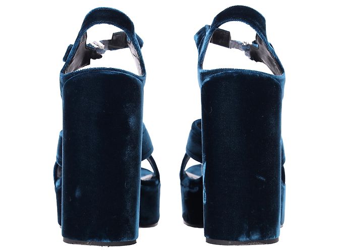 Sandali con tacco Chunky Jil Sander in velluto blu - vista 5
