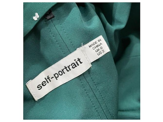 Self portrait Self-Portrait Polka Dot One-shoulder Belted Fil Coupé Romper in Green Polyester - view 3
