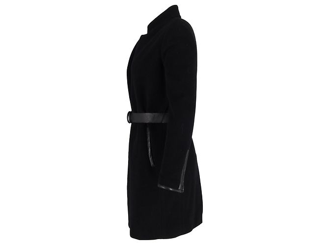 Abrigo con cinturón en lana negra de Acne Studios Negro - vista 2