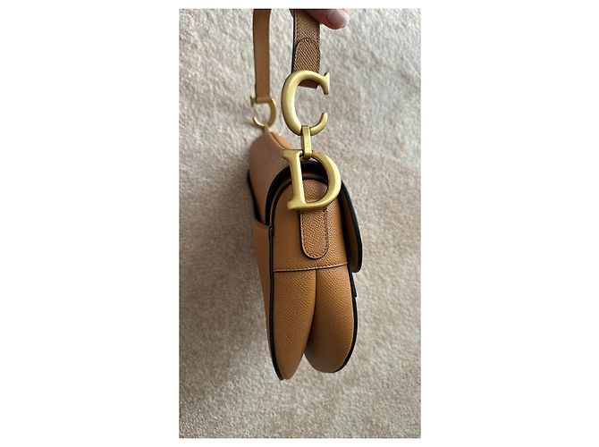 Borsa Dior Saddle Bag in pelle Cognac - vista 4