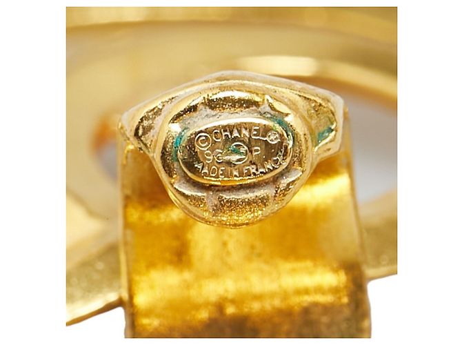 Chanel Coco Mark Round Swing Earrings Golden - vista 4
