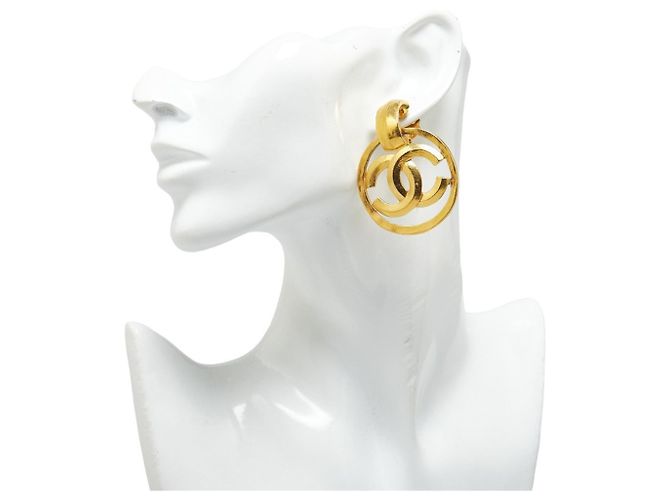 Chanel Coco Mark Round Swing Earrings Golden - vista 6