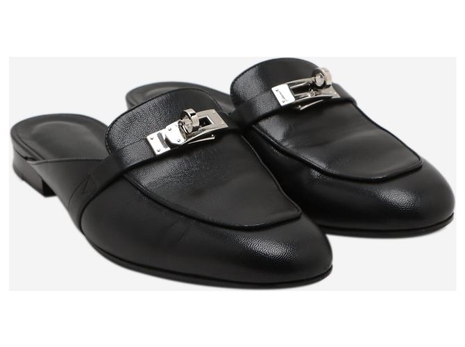 Kelly Hermès Mule in pelle nera Oz - taglia EU 37,5 Nero - vista 3