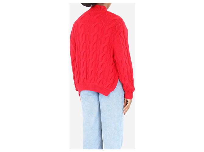 Simone Rocha Roter grober Strickpullover - Größe L - Ansicht 2