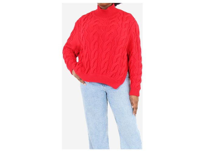 Simone Rocha Roter grober Strickpullover - Größe L - Ansicht 3
