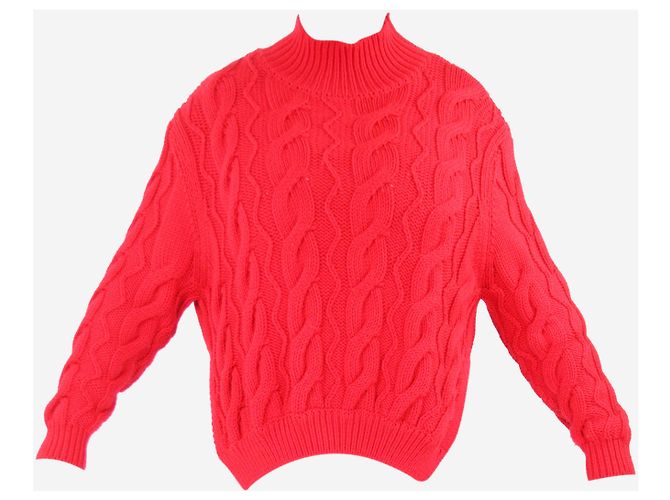 Simone Rocha Roter grober Strickpullover - Größe L - Ansicht 4