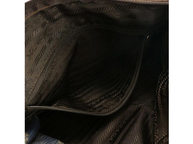 Borsa in tela dorata e pelle Triangle di Prada - vista 13