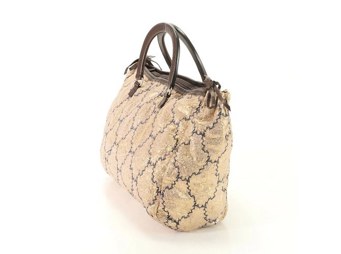 Borsa in tela dorata e pelle Triangle di Prada - vista 3