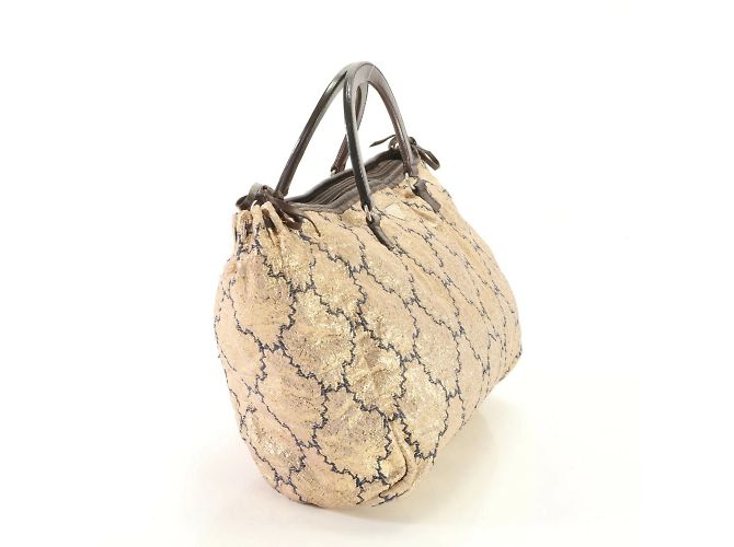 Borsa in tela dorata e pelle Triangle di Prada - vista 4