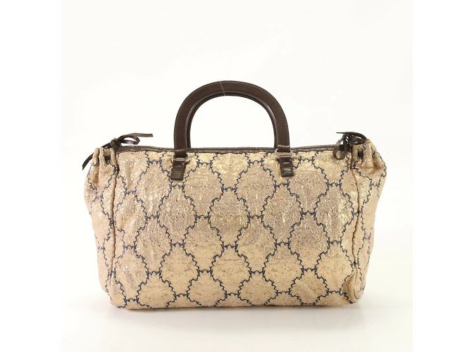 Borsa in tela dorata e pelle Triangle di Prada - vista 5