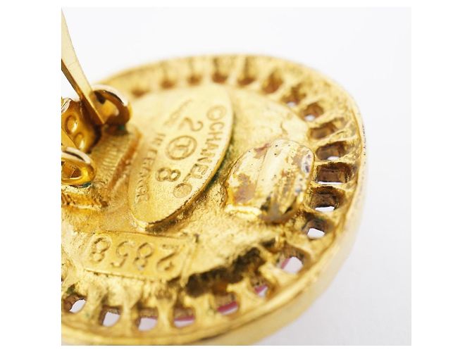 Orecchini a clip placcati in oro di Chanel con pietra rossa - vista 10