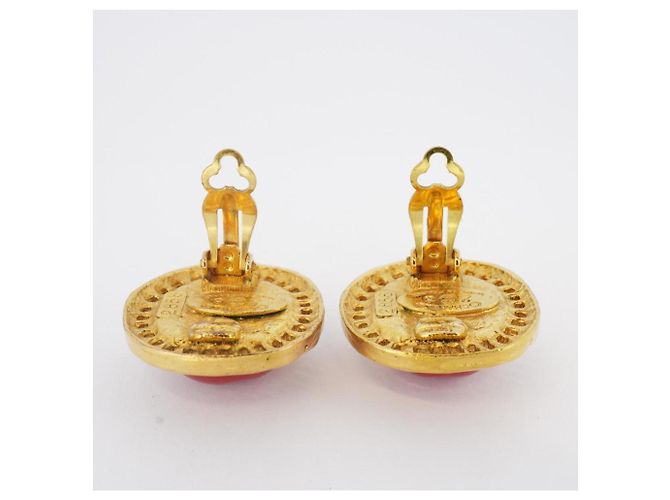 Orecchini a clip placcati in oro di Chanel con pietra rossa - vista 11