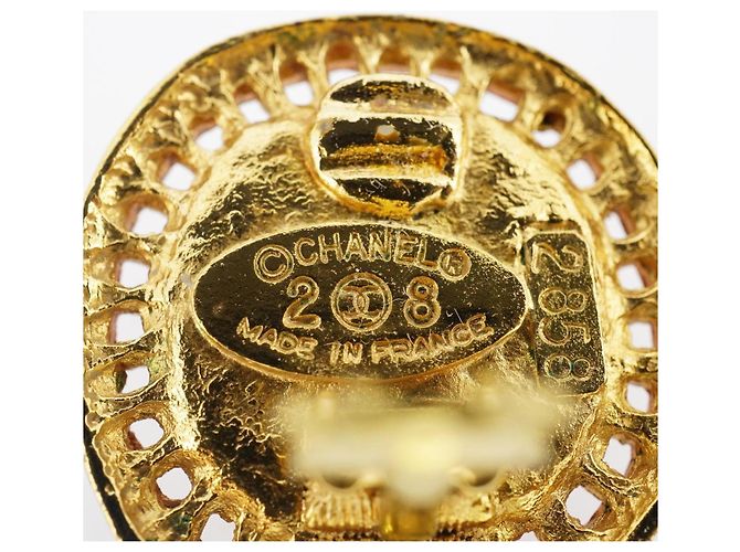 Orecchini a clip placcati in oro di Chanel con pietra rossa - vista 5