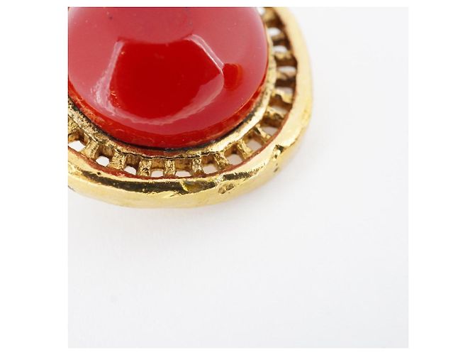Orecchini a clip placcati in oro di Chanel con pietra rossa - vista 8