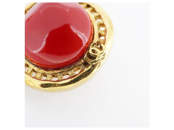 Orecchini a clip placcati in oro di Chanel con pietra rossa - vista 9