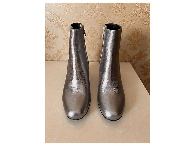 Botines Saint Laurent de piel plateada Plata - vista 2