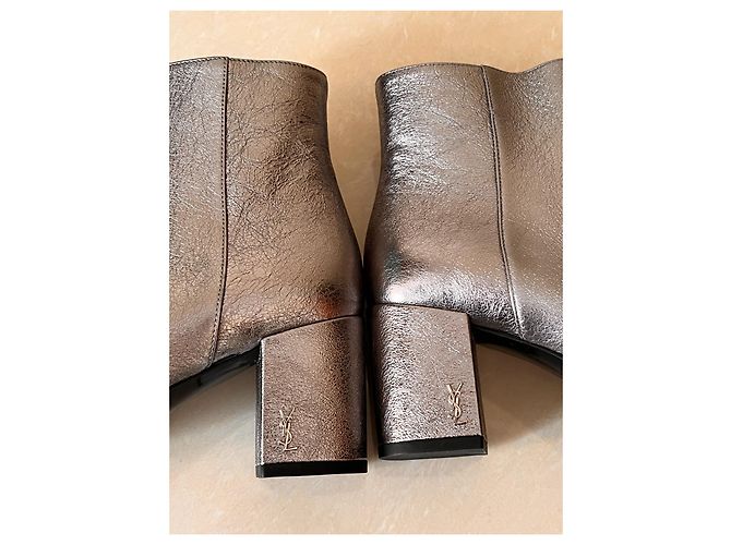 Botines Saint Laurent de piel plateada Plata - vista 6