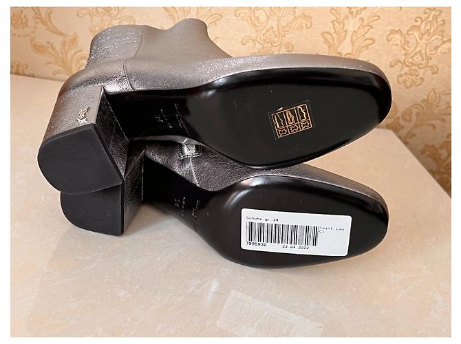 Botines Saint Laurent de piel plateada Plata - vista 8