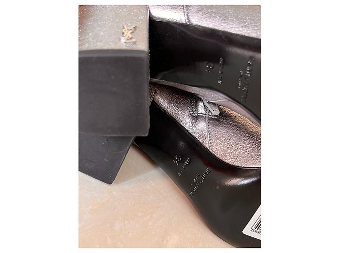 Botines Saint Laurent de piel plateada Plata - vista 9