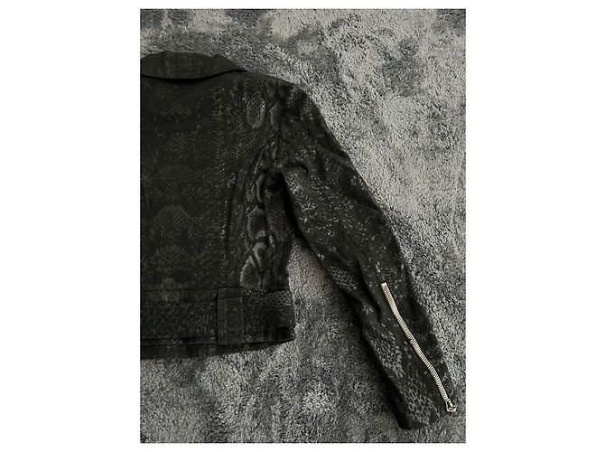 Chaqueta de python con cremallera asimétrica de Roberto Cavalli. Negro - vista 4