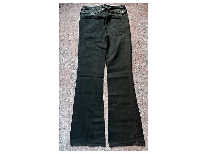 Jeans neri bondage a gamba bootcut di John Galliano dei primi anni 2000. Nero - vista 2