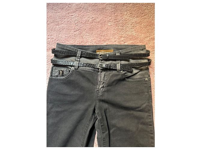 Jeans neri bondage a gamba bootcut di John Galliano dei primi anni 2000. Nero - vista 3