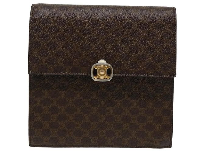 Céline Borsa a spalla in tela Macadam CELINE in pelle PVC marrone Auth 83129 - vista 13