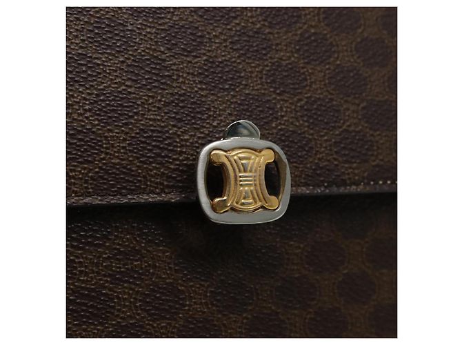 Céline Borsa a spalla in tela Macadam CELINE in pelle PVC marrone Auth 83129 - vista 18