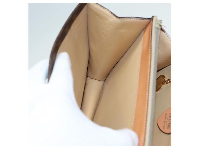 Céline Borsa a spalla in tela Macadam CELINE in pelle PVC marrone Auth 83129 - vista 23