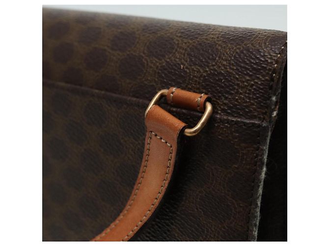 Céline Borsa a spalla in tela Macadam CELINE in pelle PVC marrone Auth 83129 - vista 9