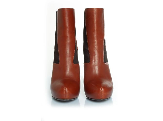 Fendi, hidden platform boots in cognac leather Brown - view 3