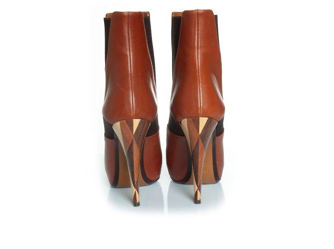 Fendi, hidden platform boots in cognac leather Brown - view 5